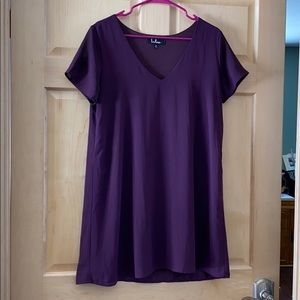 Lulus | Deep Purple Dress Mesh Sleeve